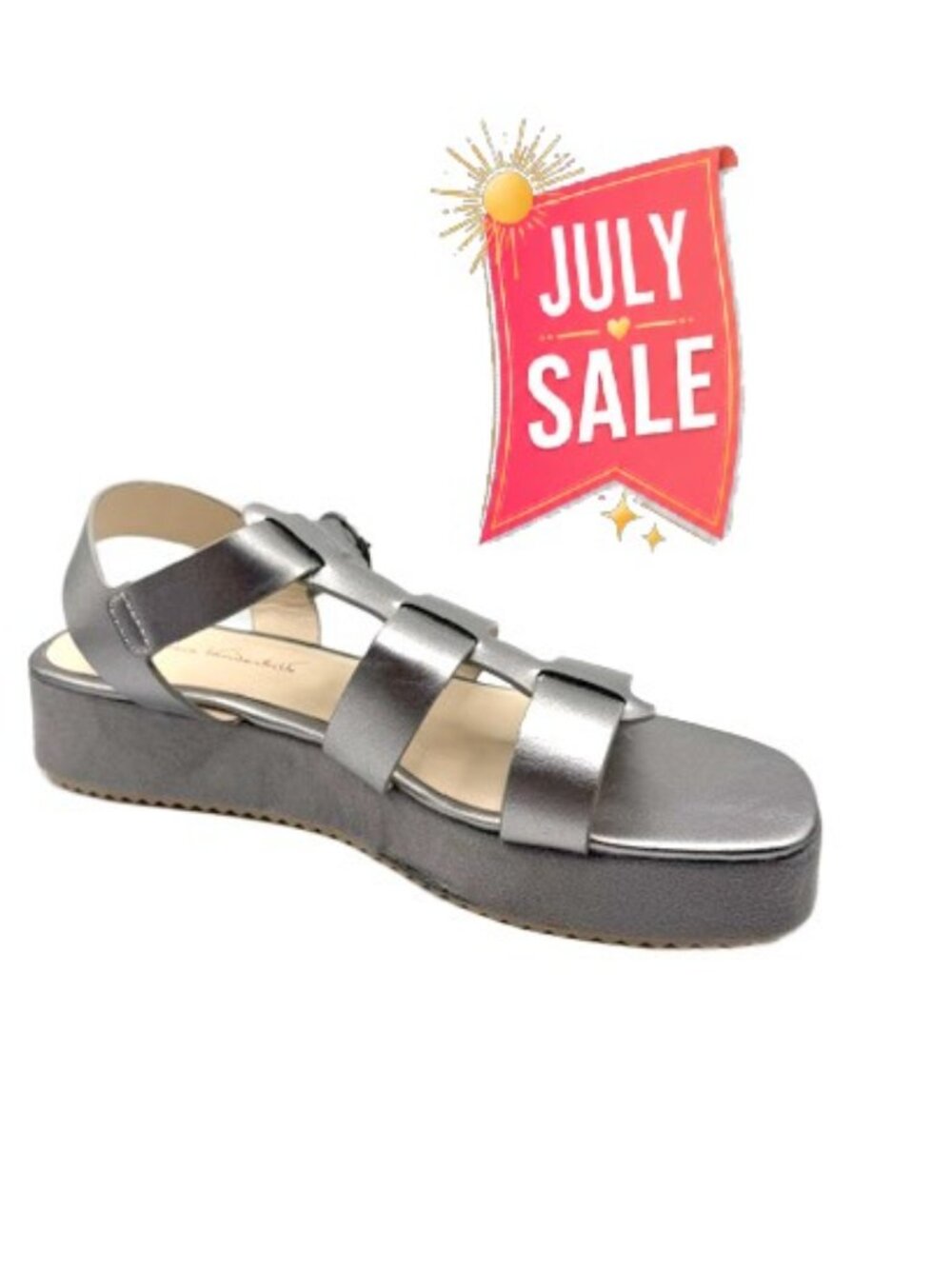 Gloria Vanderbilt Chadwick Silver Strappy Flatform Sandals 8.5